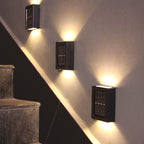 Solar Square Up and Down Lighted LED Outdoor Waterproof Garden Wall Sconce Lamp Lumendat