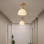 Nordic Glass Half Round 1-light Semi-flush Mount Ceiling Light BulbSquare