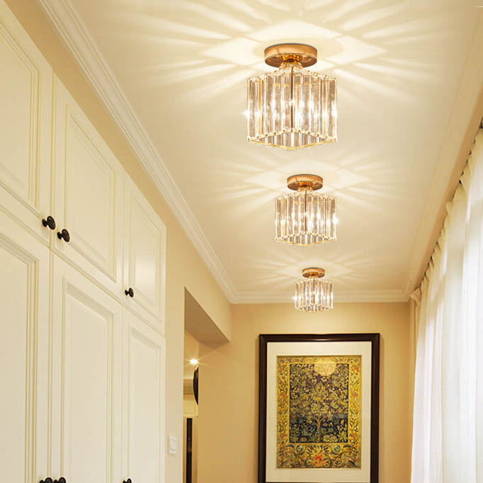 Modern European Crystal 1-light Semi-flush Mount Ceiling Light