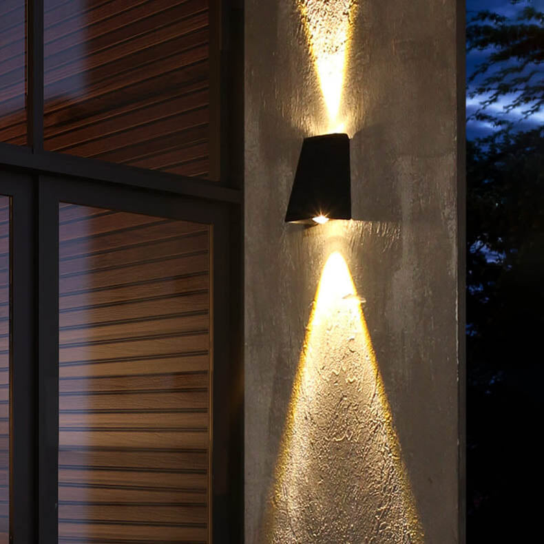 Simple Solar Trapezoid Outdoor Waterproof Up and Down Lights LED Wall Sconce Lamp Lumendat