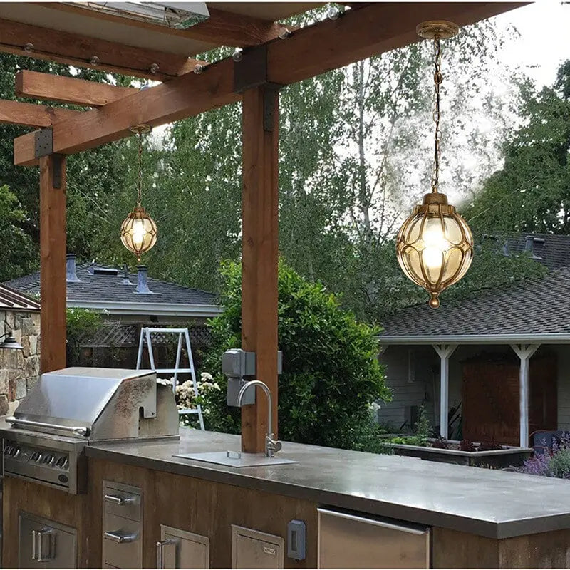 European Retro Spherical 1-light Outdoor Waterproof Pendant Light Lumendat