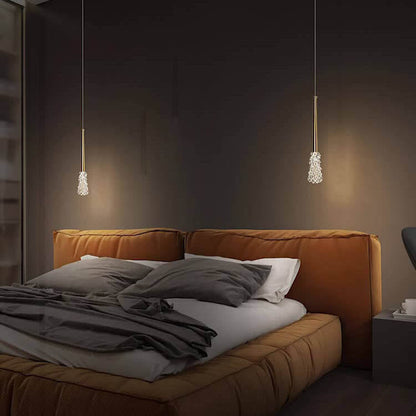 Modern Copper Clear Glass Tapered 1/2 Light Pendant Light