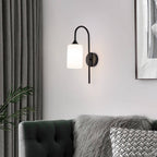 Modern Minimalist Glass Cylindrical Shade Bending Arm 1-Light Wall Sconce Lamp