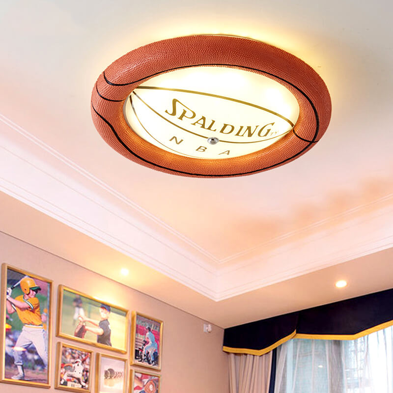 Creative Resin Basketball LED Flush Mount Ceiling Light BulbSquare