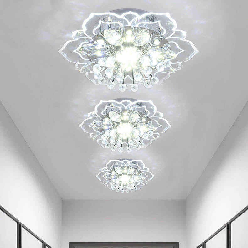 Modern Crystal Flower Shape LED Flush Mount Ceiling Light BulbSquare