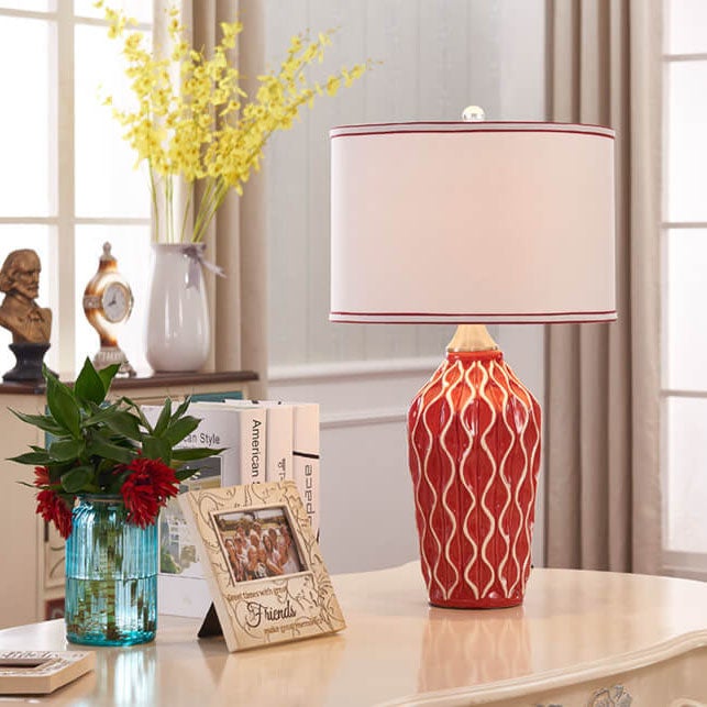 Modern Simple Fabric Ice Cracked Ceramics 1-Light Table Lamp Lumendat