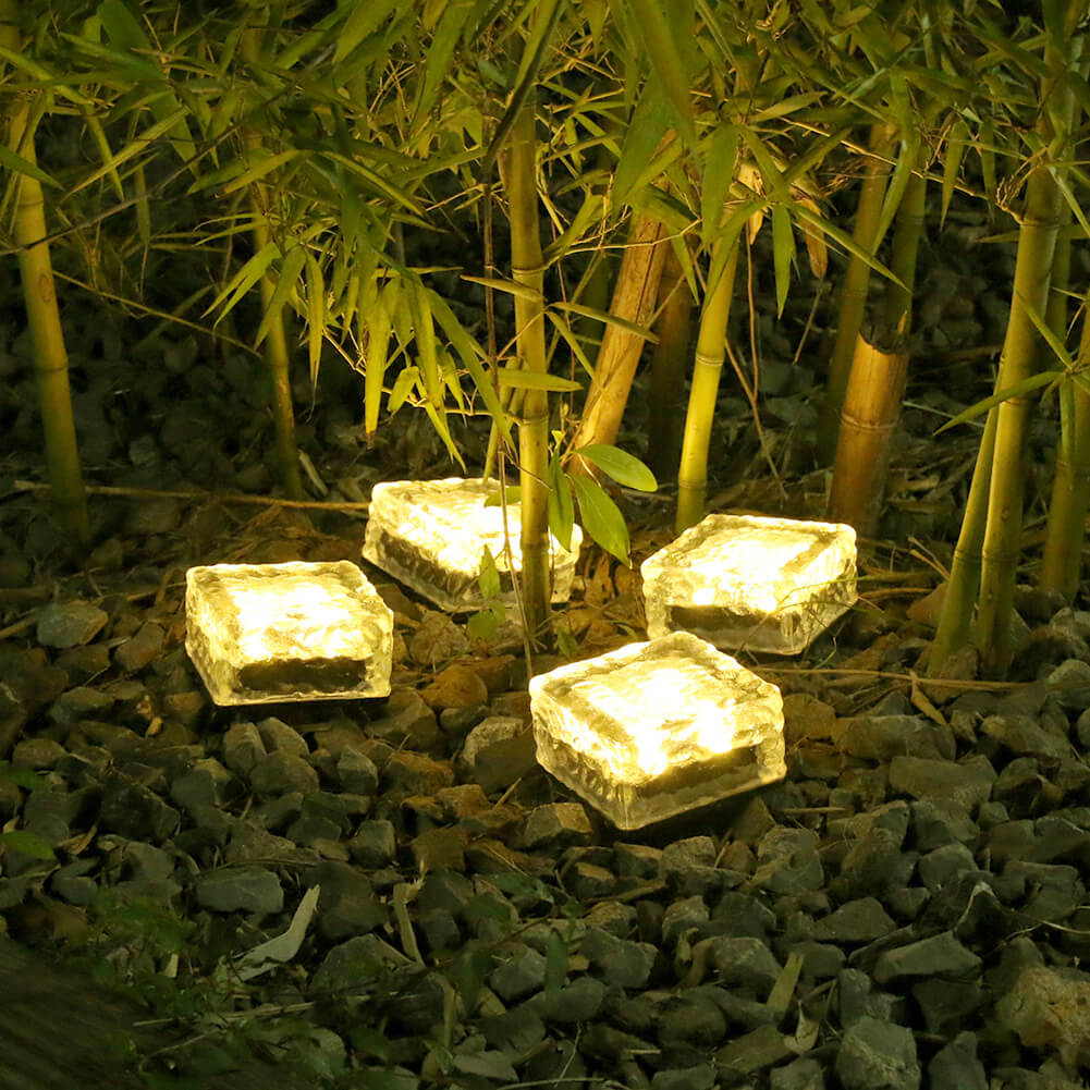 Solar LED Ice Brick Waterproof Glass Ground Light Garden Light Lumendat