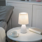 Nordic Vintage Pleated Shade Glass Base 1-Light Table Lamp Lumendat