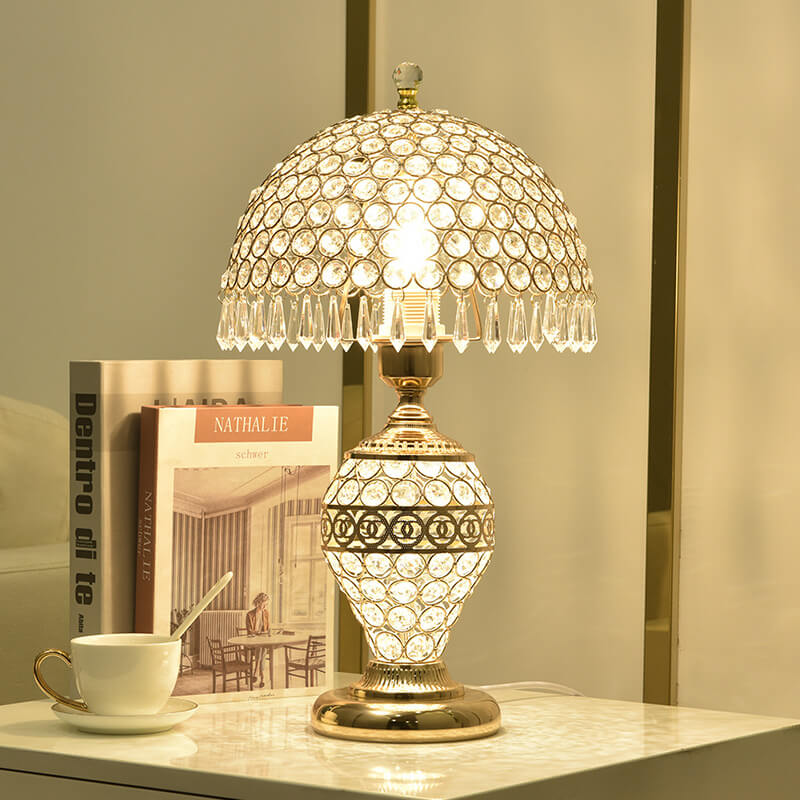 Modern Luxury Crystal Dome Shade 1-Light Table Lamp Lumendat