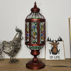 Vintage Turkish Stained Glass Lantern 1-Light Table Lamp Lumendat