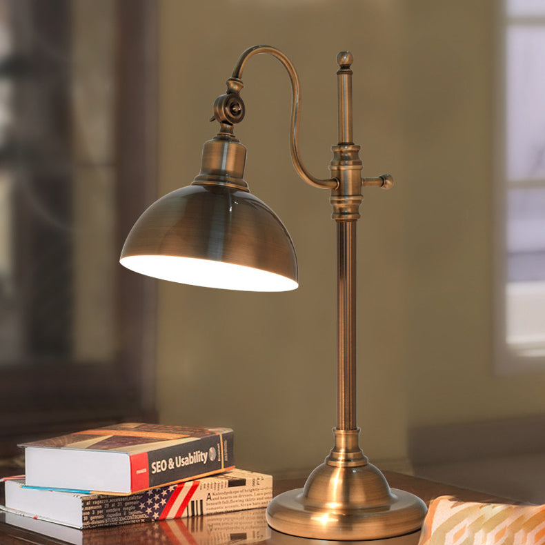 Industrial Retro Gold Iron Long Arm 1-Light LED Table Lamp Lumendat