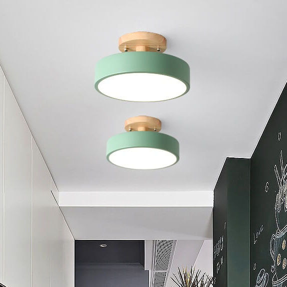 Nordic Log Round LED Semi-flush Mount Ceiling Light