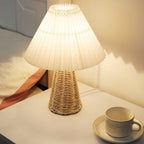 Vintage Pleated Fabric Tapered Base 1-Light Table Lamp Lumendat