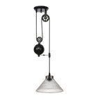 Industrial Glass Lampshade Retro Pulley 1-light Pendant Light BulbSquare