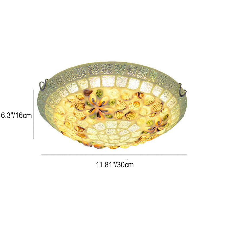 Tiffany Creative Mosaic Shells 1-light Flush Mount Ceiling Light