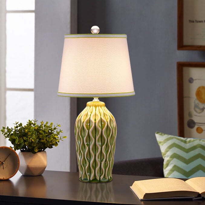 Modern Simple Fabric Ice Cracked Ceramics 1-Light Table Lamp Lumendat