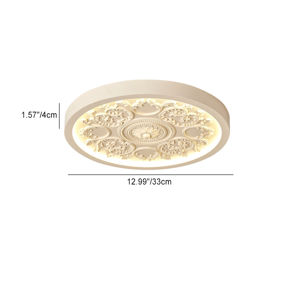Modern Minimalist Carved Iron Resin Acrylic LED Flush Mount Ceiling Light for Bedroom