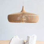 Nordic Vintage Wooden Round Dome Lid 1-light Pendant Light Lumendat