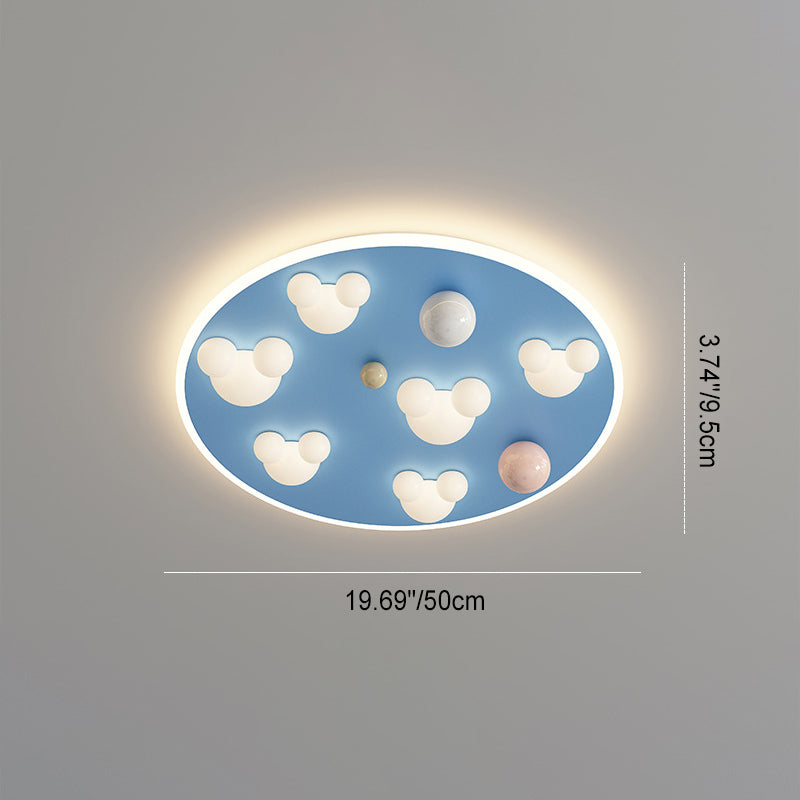 Lumendat Contemporary Creative Kids Iron Acrylic Round Irregular Shape Mouse Cloud LED Flush Mount Ceiling Light For Bedroom Lumendat