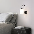 Modern Minimalist Glass Cylindrical Shade Bending Arm 1-Light Wall Sconce Lamp
