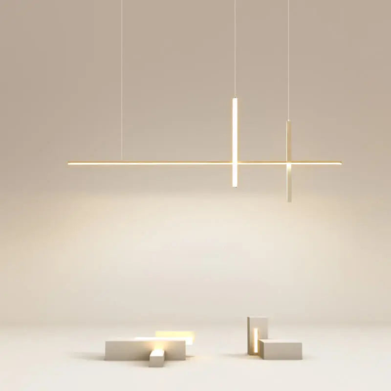 Modern Minimalist LED Linear Chandelier – Black & White, Adjustable Length Lumendat