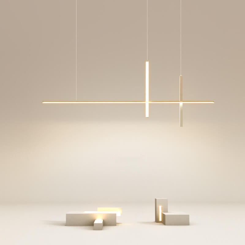 Modern Minimalist LED Linear Chandelier – Black & White, Adjustable Length