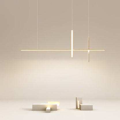 Modern Minimalist LED Linear Chandelier – Black & White, Adjustable Length