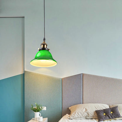 Vintage Industrial Green Bell Glass 1-light Pendant Light