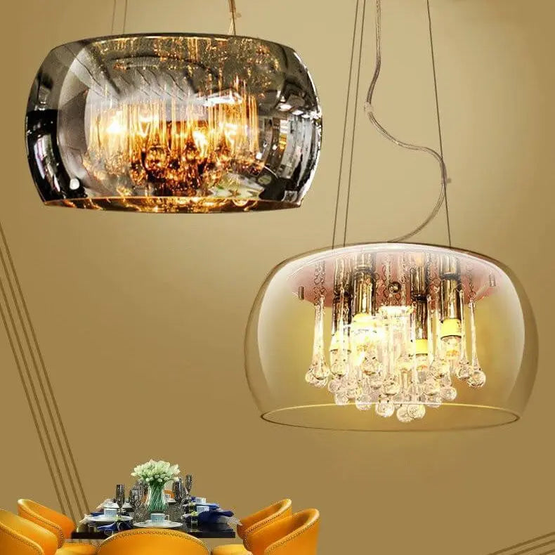 Modern Glass Shade Crystal Hanging 6-light Chandelier Lumendat