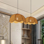 Nordic Rattan Weaving Scallop Dome 1-light Pendant Light BulbSquare
