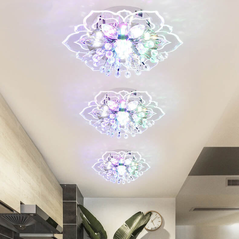 Modern Crystal Flower Shape LED Flush Mount Ceiling Light BulbSquare
