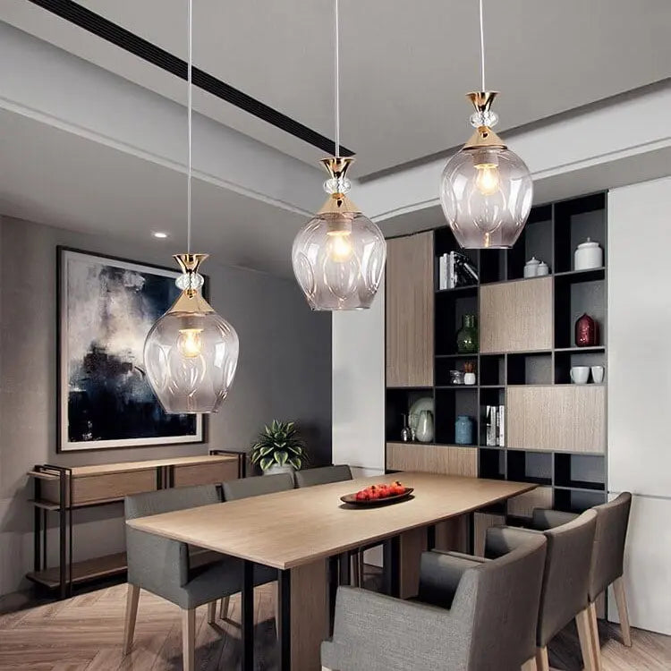 Contemporary Nordic Gradient Glass Metal Orb 1/3 Light Island Light Chandelier for Living Room Lumendat