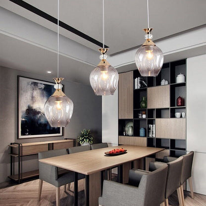 Contemporary Nordic Gradient Glass Metal Orb 1/3 Light Island Light Chandelier for Living Room