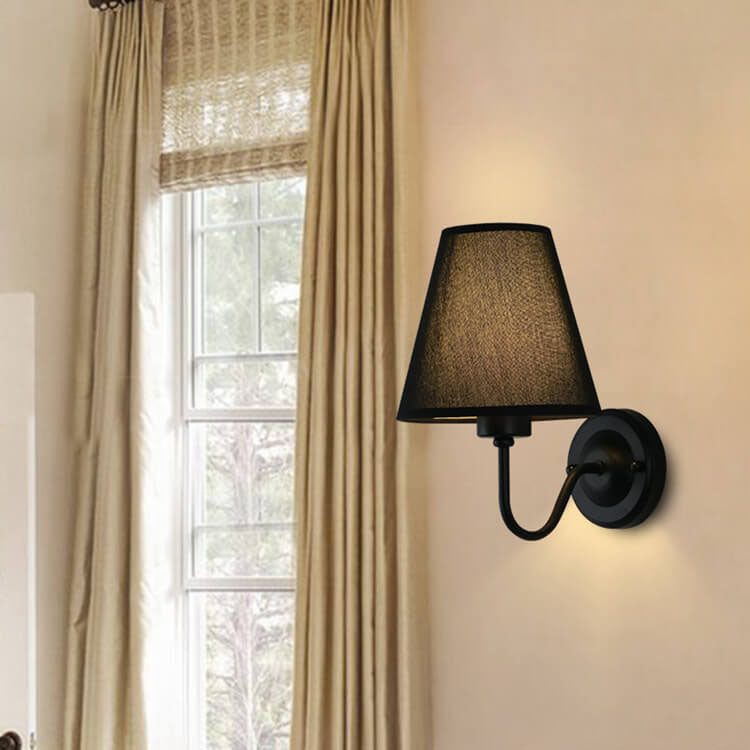 Modern Fabric Bell Shade Bend Arm 1-Light Wall Sconce Lamp Lumendat