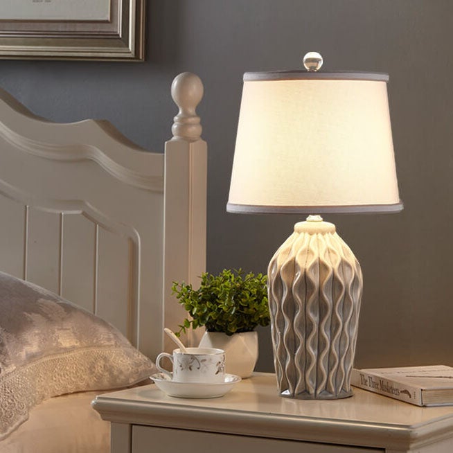 Modern Simple Fabric Ice Cracked Ceramics 1-Light Table Lamp Lumendat