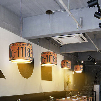 Industrial License Plate Metal Chandelier – 3 or 5 Lights for Living Room
