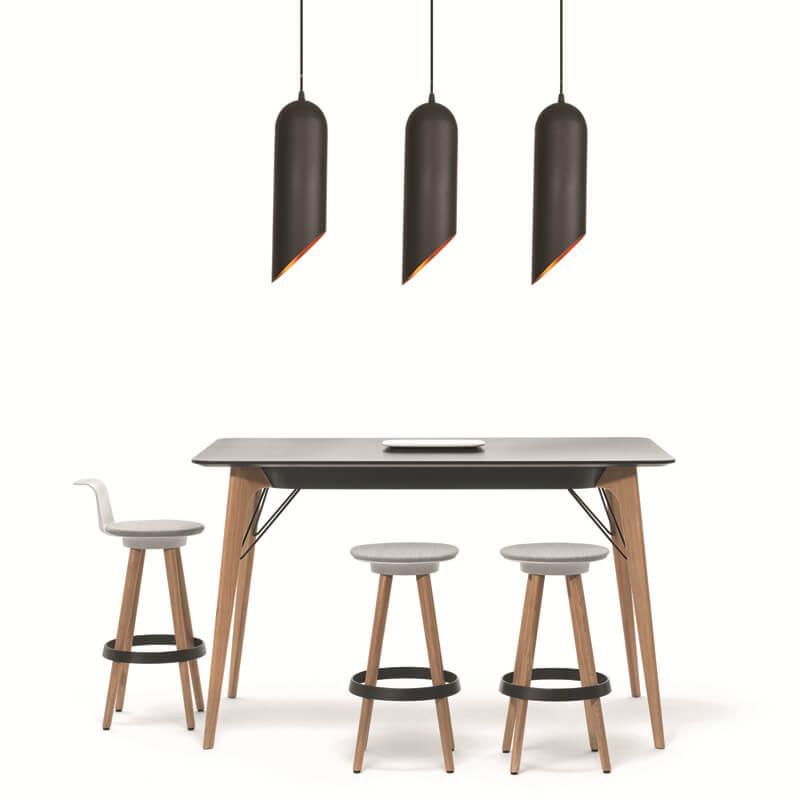 Vintage Black Metal Tubular 1-Light Pendant Light