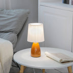 Nordic Vintage Pleated Shade Glass Base 1-Light Table Lamp Lumendat