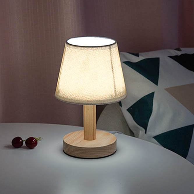 Vintage Linen Drum Shade 1-Light LED Table Lamp Lumendat