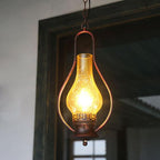 Vintage Kerosene Cracked Glass Shade 1-light Pendant Light BulbSquare