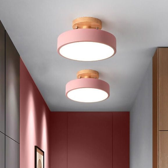 Nordic Log Round LED Semi-flush Mount Ceiling Light