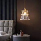 Modern Luxury Glass Bell Shade Brass 1-light Pendant Light BulbSquare