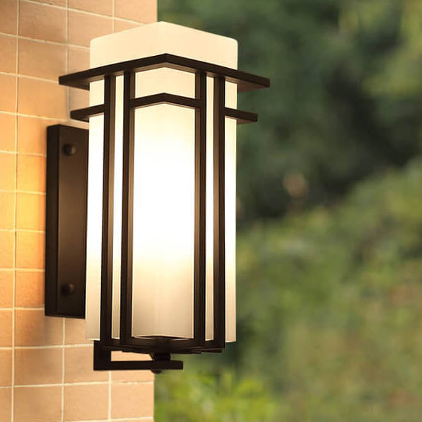 Modern Glass Square Iron 1-Light Waterproof Outdoor Wall Sconce Lamp Lumendat