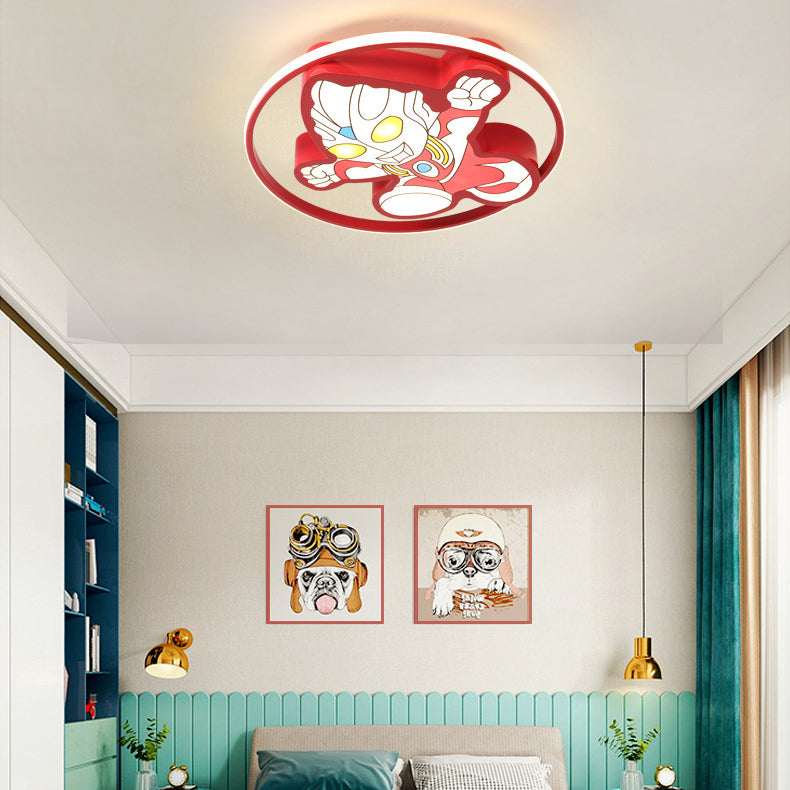 Lumendat Creative Cartoon Ultraman Round LED Flush Mount Ceiling Light Lumendat
