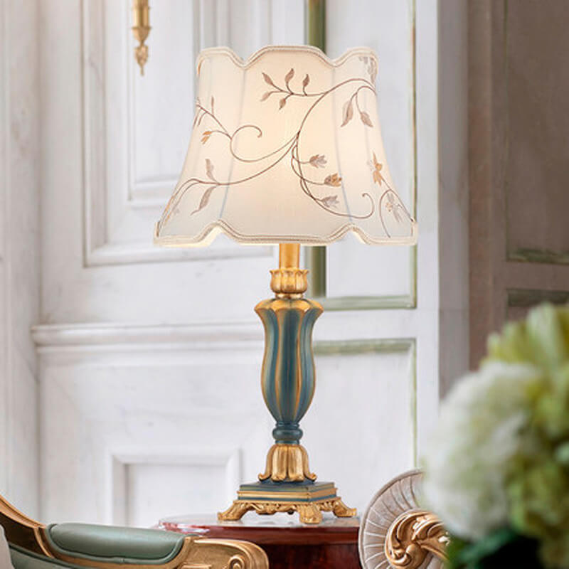 Round Fabric Resin Base Classical 1-Light Table Lamp Lumendat