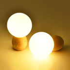 Nordic Solid Wood Milk White Glass Orb 1-Light Table Lamp Lumendat