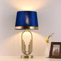 Modern Luxury Fabric Gold Oval Ring Base 1-Light Table Lamp Lumendat