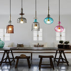 Nordic Colorful Candy Cane Glass 1-light LED Pendant Light BulbSquare