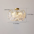 Traditional French Flower Iron Glass 5/6 Light Semi-Flush Mount Ceiling Light For Bedroom