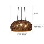 Modern Rattan Weaving 3-light Dome Pendant Light BulbSquare